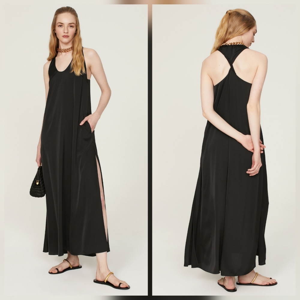 Rosetta Getty Satin Shift Dress A-line. Sleeveless Scoop Neck Size 2